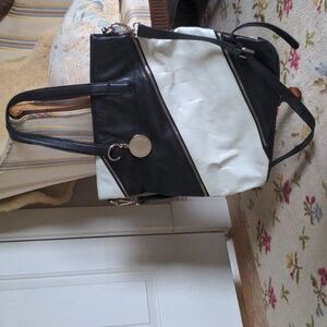 Charles David Black and White Crossbody Bag